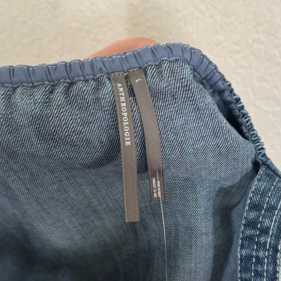 Anthropologie Sleeveless Embroidered Square Neck Denim Mini Dress Size Large NEW - Picture 7 of 8